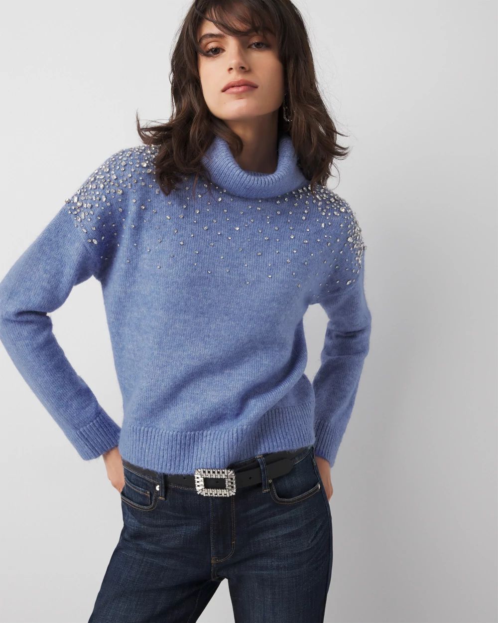 Periwinkle blue turtleneck shop